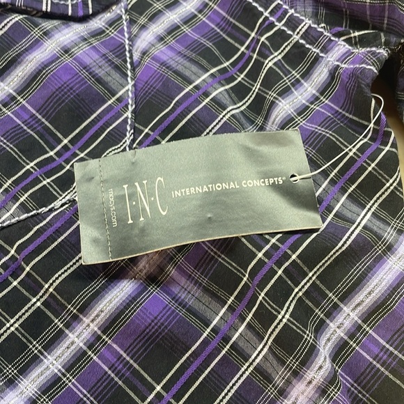 INC International Concepts Purple Plaid Western Shirt Men’s Large Long Sleeve - Picture 7 of 14